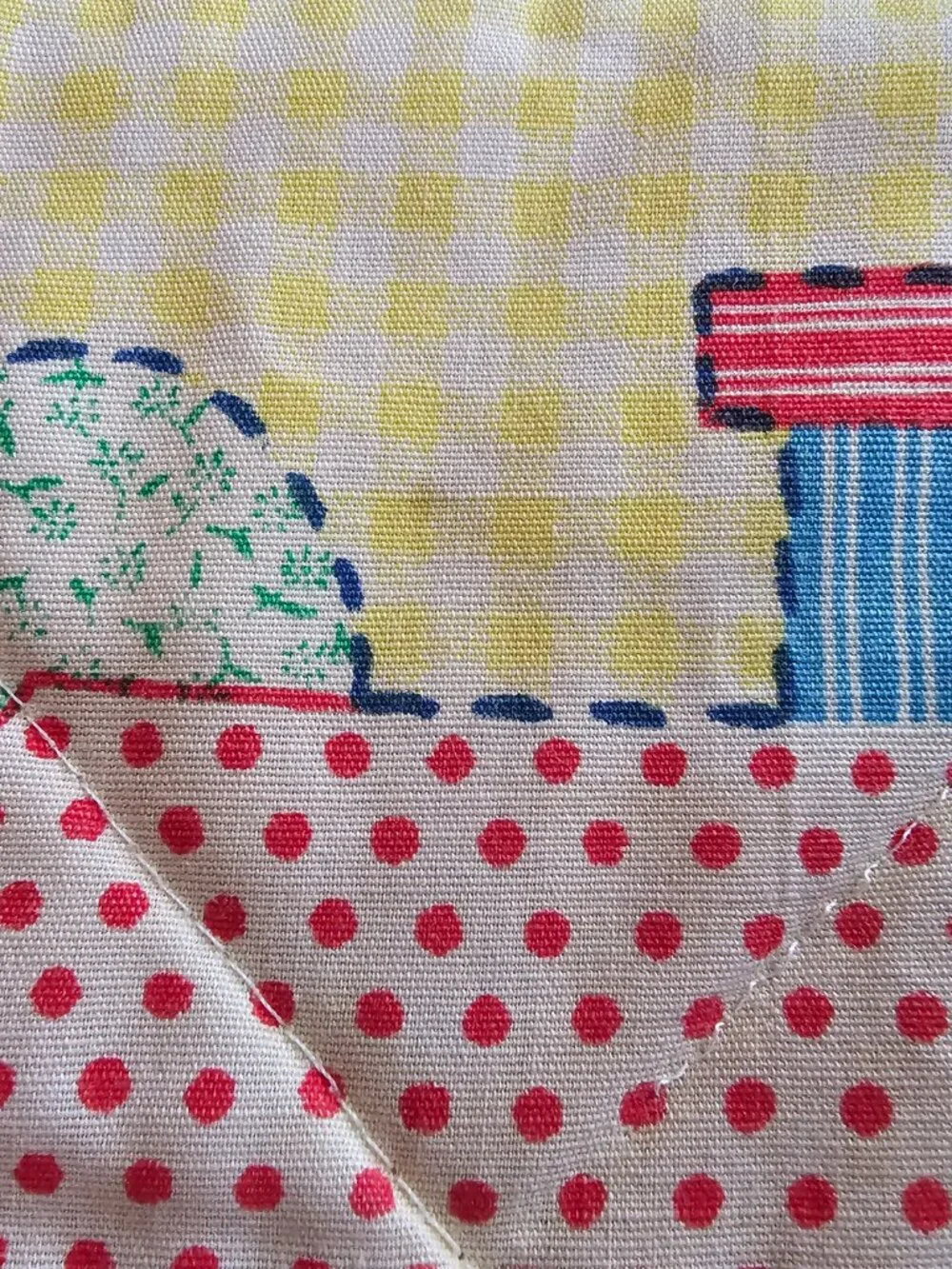 Vintage Handmade Baby Patchwork Quilt Primary Colors Red Yellow Duck 43.5
